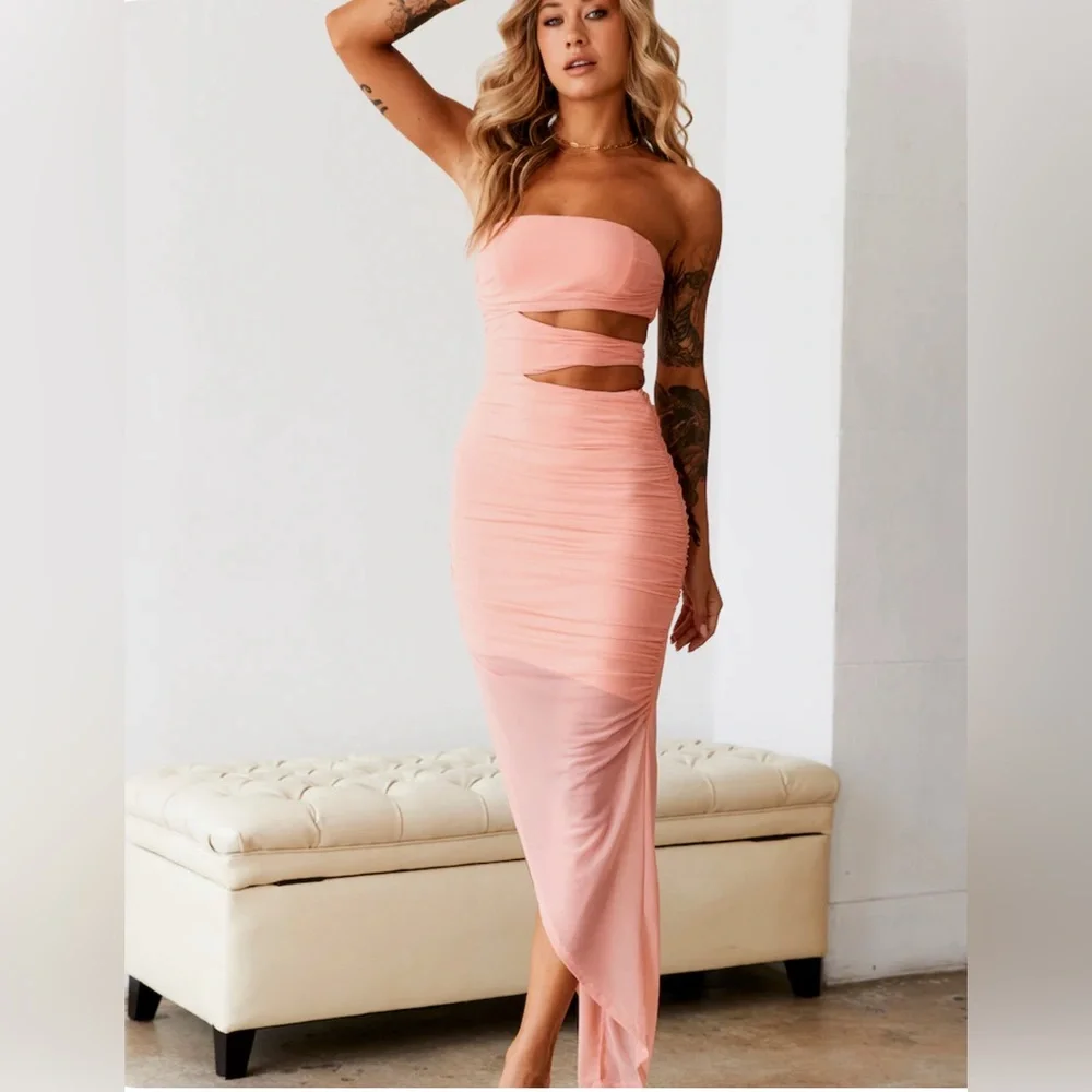 HELLO MOLLY STYLE POINTS MIDI DRESS PINK sz small - Picture 1 of 11